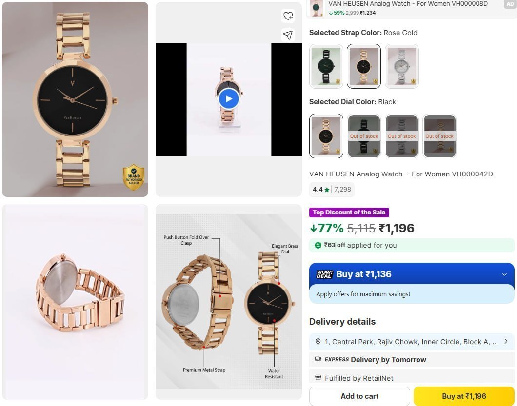 Van Heusen Analog Watch - For Women Vh000042d 1196