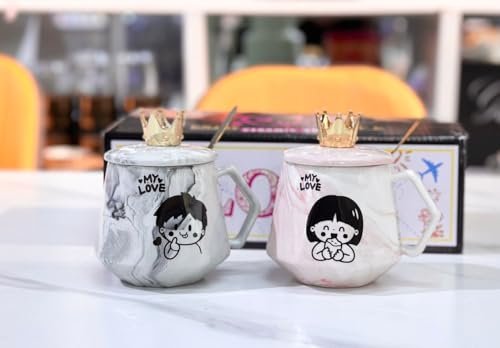 Vasukie Panda Coffee Mug With Lid Glass Spoon