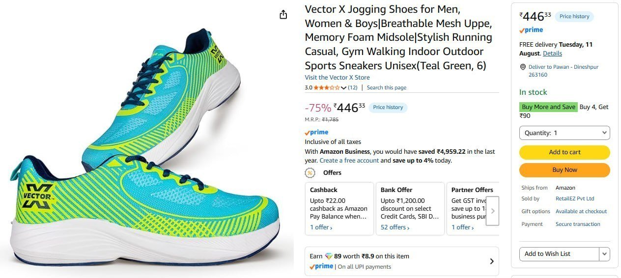 Vector X Jogging Shoes 446 Size 10