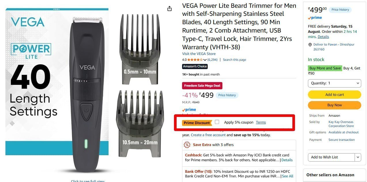 Vega Beard Trimmer For Men 474 5