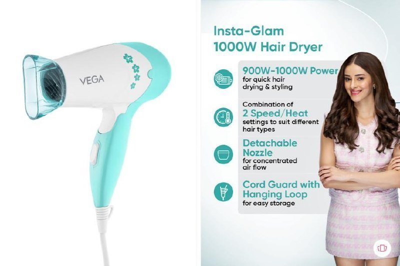 Vega Insta Glam Foldable Hair Dryer 499 Mrp 9