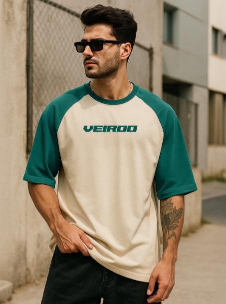 Veirdo Men Typography Printed Raglan Sleeves Overs