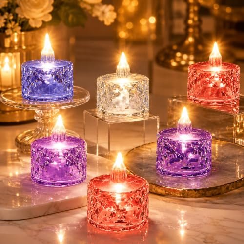 Vervenix Crystal Led Tea Light Candles Flameless S