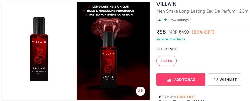 Villain Men Eau De Parfum 20ml 98