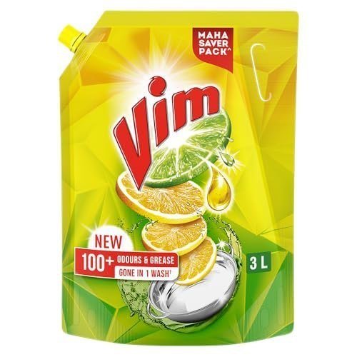Vim Dishwash Liquid 3 L Pouch Removes 100 Odo