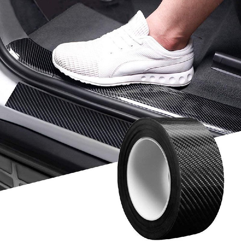 Vinsu Car Sticker Carbon Fiber Rubber Entry Guard 