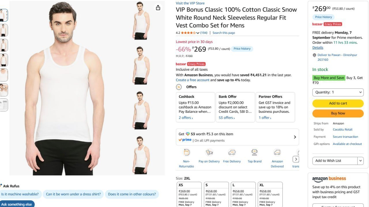 Vip Men Vest Combo Set Of 5 269