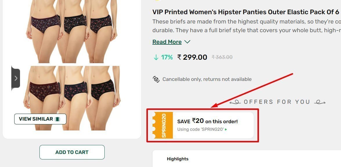 Vip Printed Women S Hipster Panties Pack Of 6