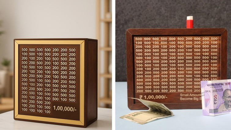 Vyakom Brown Wooden Money Saving Box 799 Cate