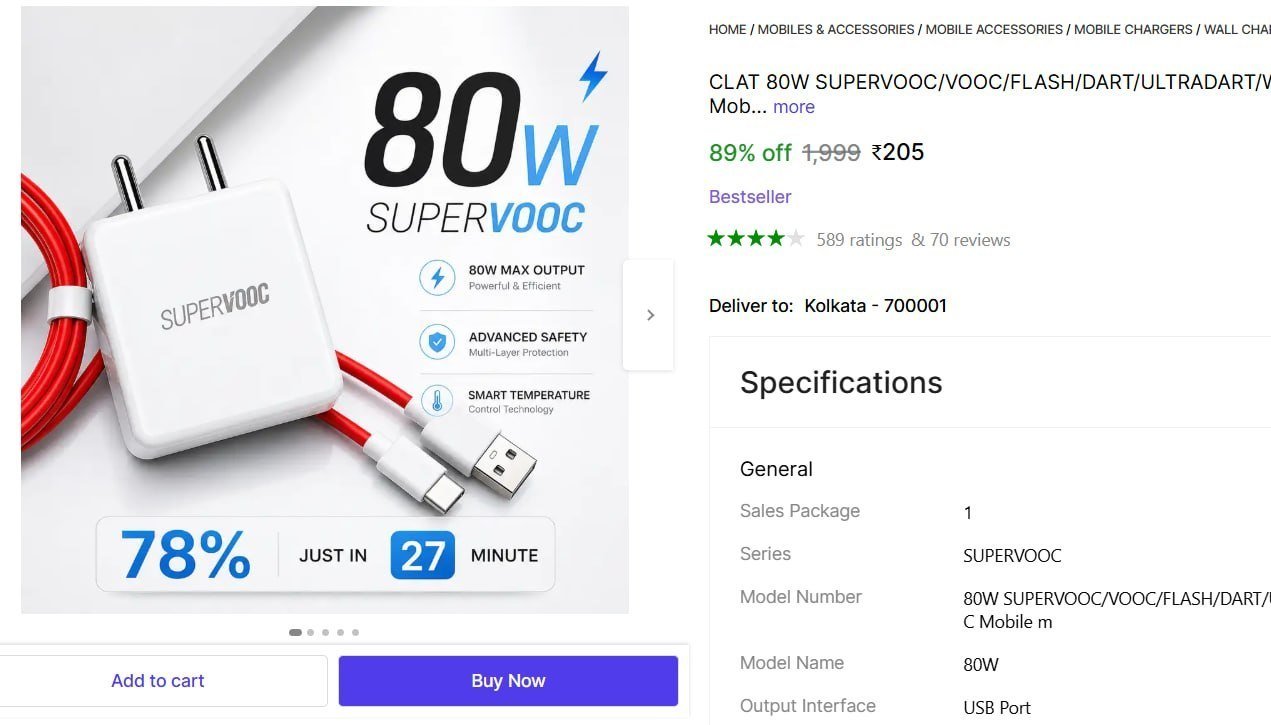 W Supervooc Mobile Charger With Detachable Ca