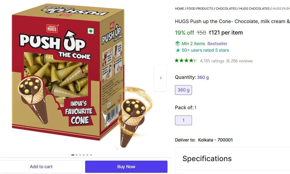 Wafer Cone (30 Pcs) Crackles (360 G) 121 Min Buy -