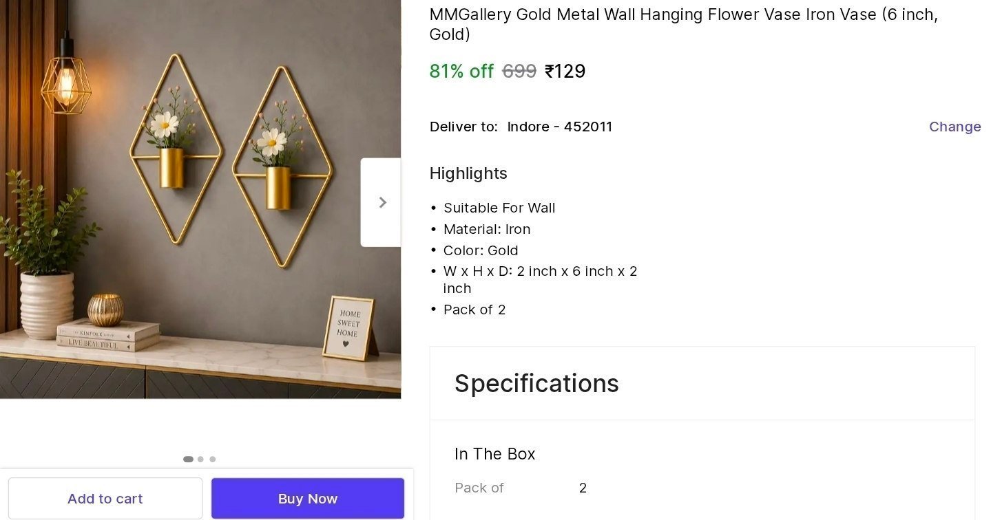 Wall Hanging Metal Vase At 129154 More Deals