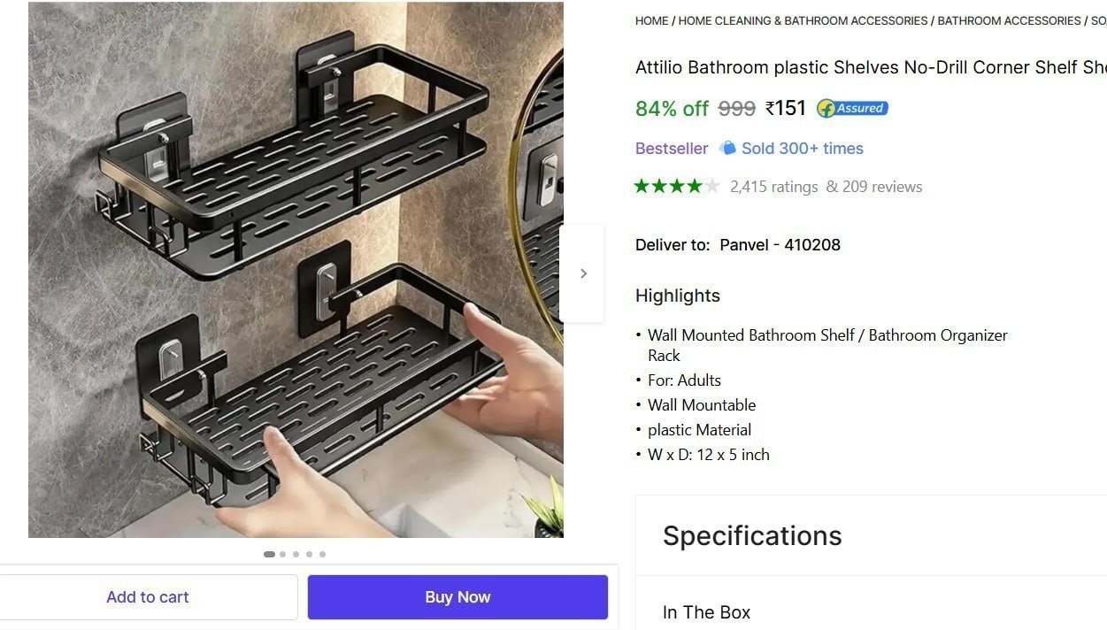 Wall Mounted Bathroom Shelf Pack Of 2 151