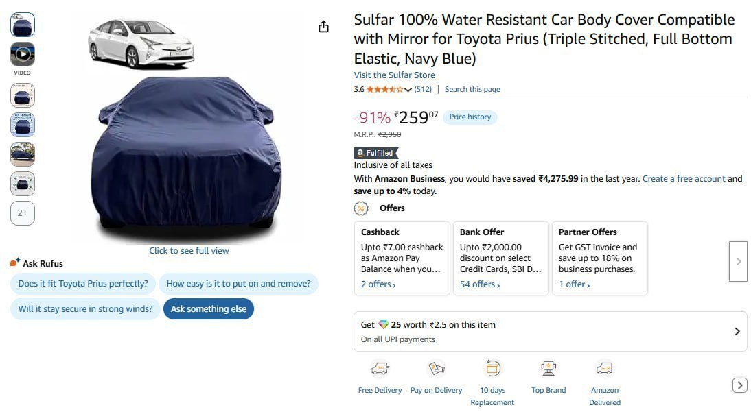 Water Resistant Car Body Cover 259 Masterlink
