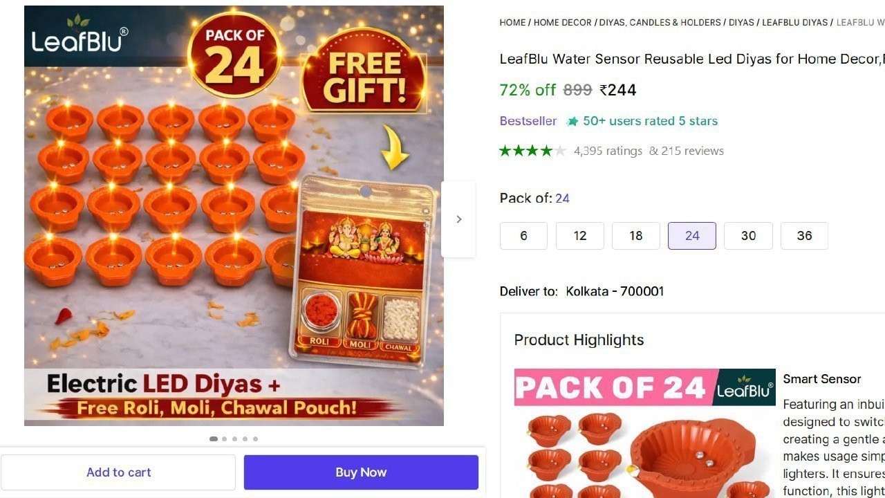 Water Sensor Reusable Led Diyas (pack Of 24) 