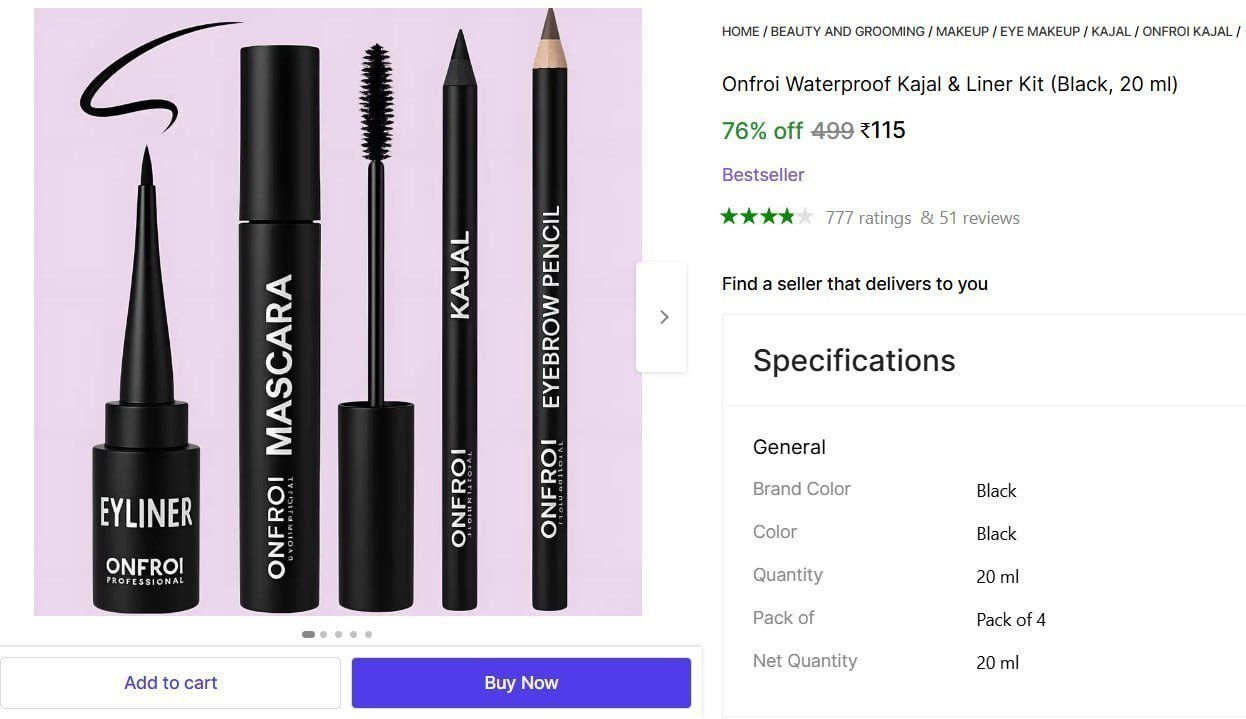 Waterproof Kajal Eyeliner Kit 115
