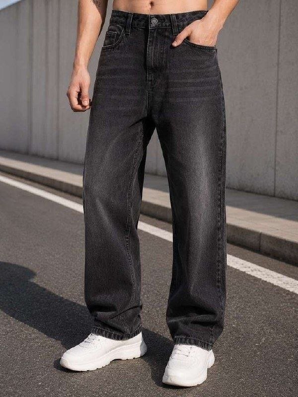 Wazwear Wide Leg Men Dark Grey Jeans 430