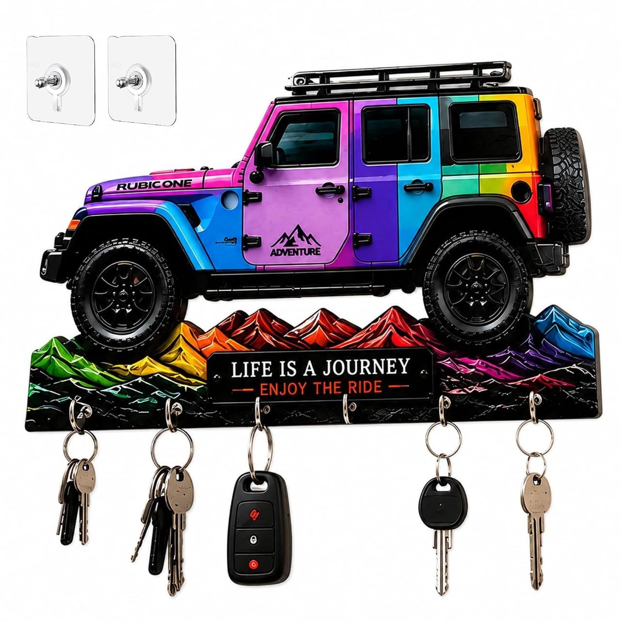 Webelkart Wooden Hd Uv Multi Printed Mahindra Thar Car Shape Designer Key