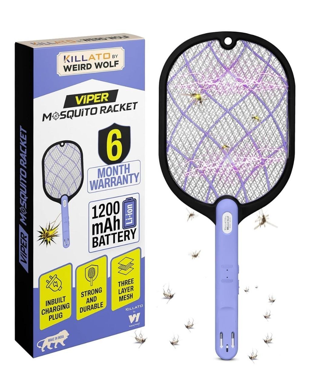 Weird Wolf Mosquito Killer Racket Bat 1200mah