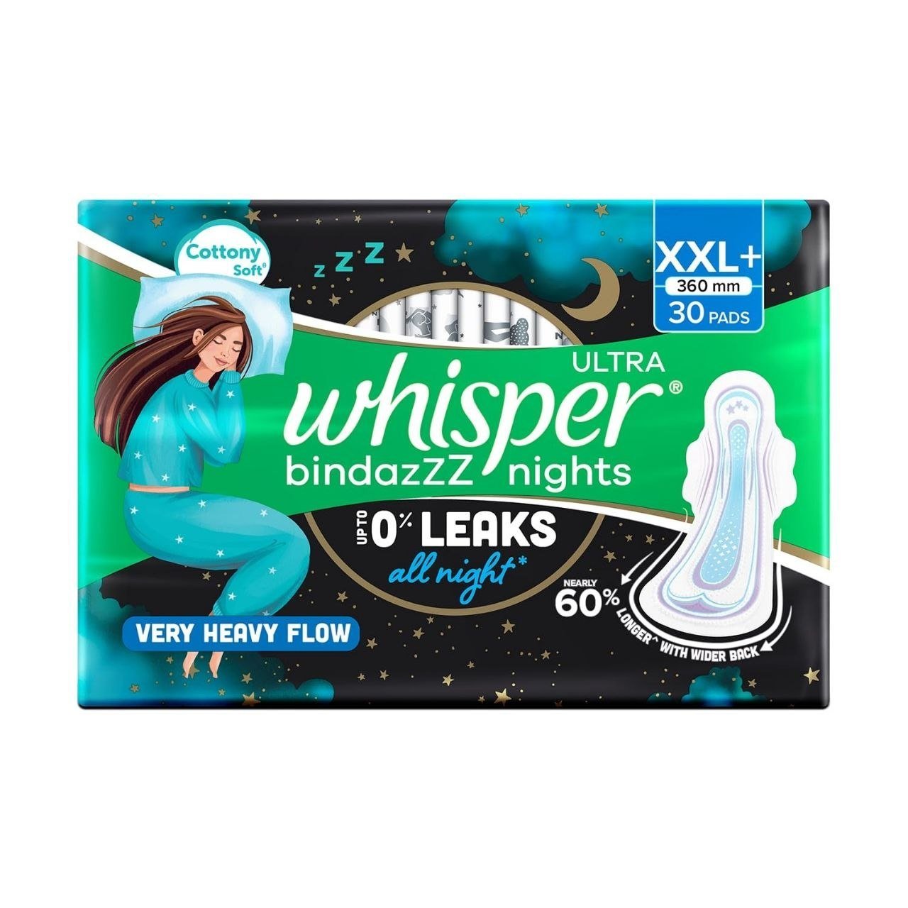 Whisper Bindazzz Nights 30 Xxl Sanitary Pads 