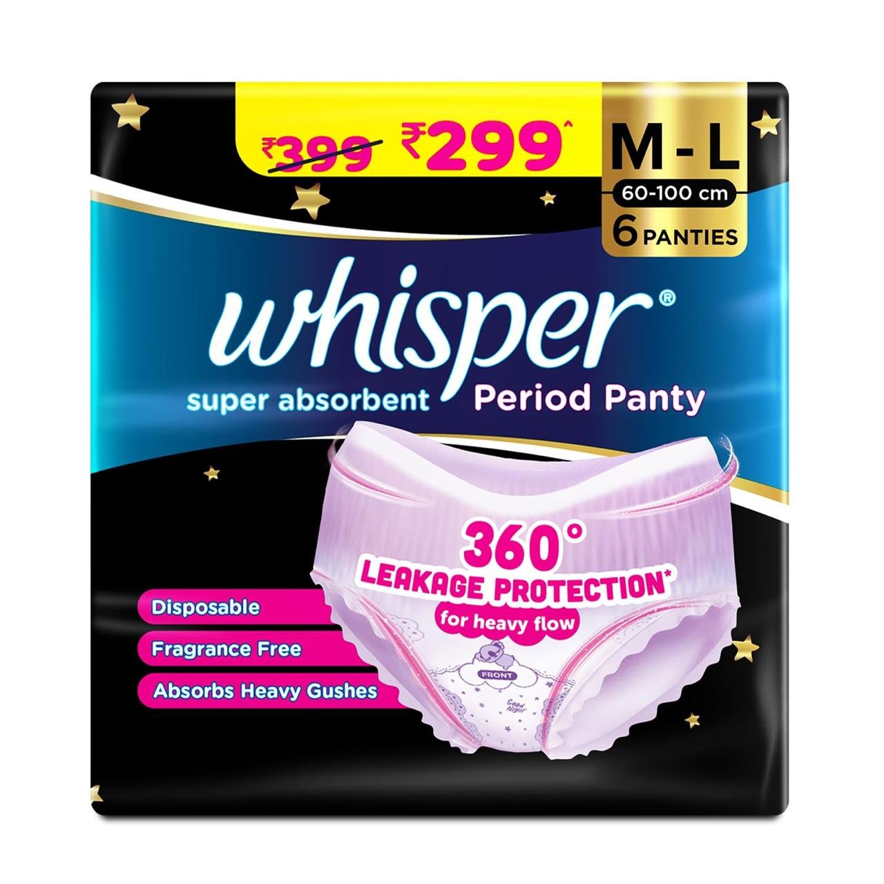 Whisper Super Absorbent Period Panty 6 M-l Pa