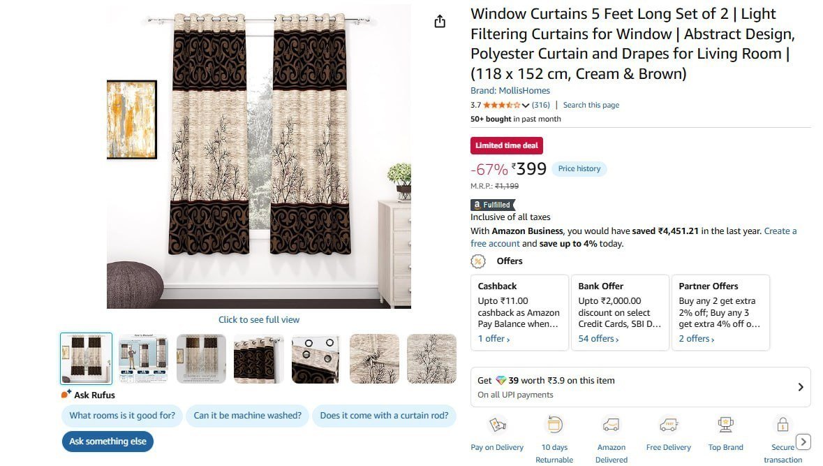 Window Curtains Set Of 2 399door Curtains X 2