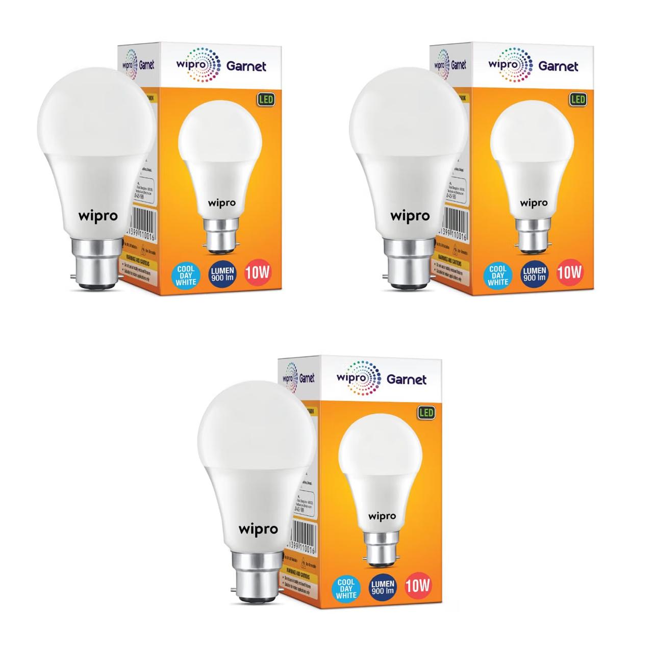 Wipro Garnet 10w B22 Led Bulb Coolwhite (pack Of 3