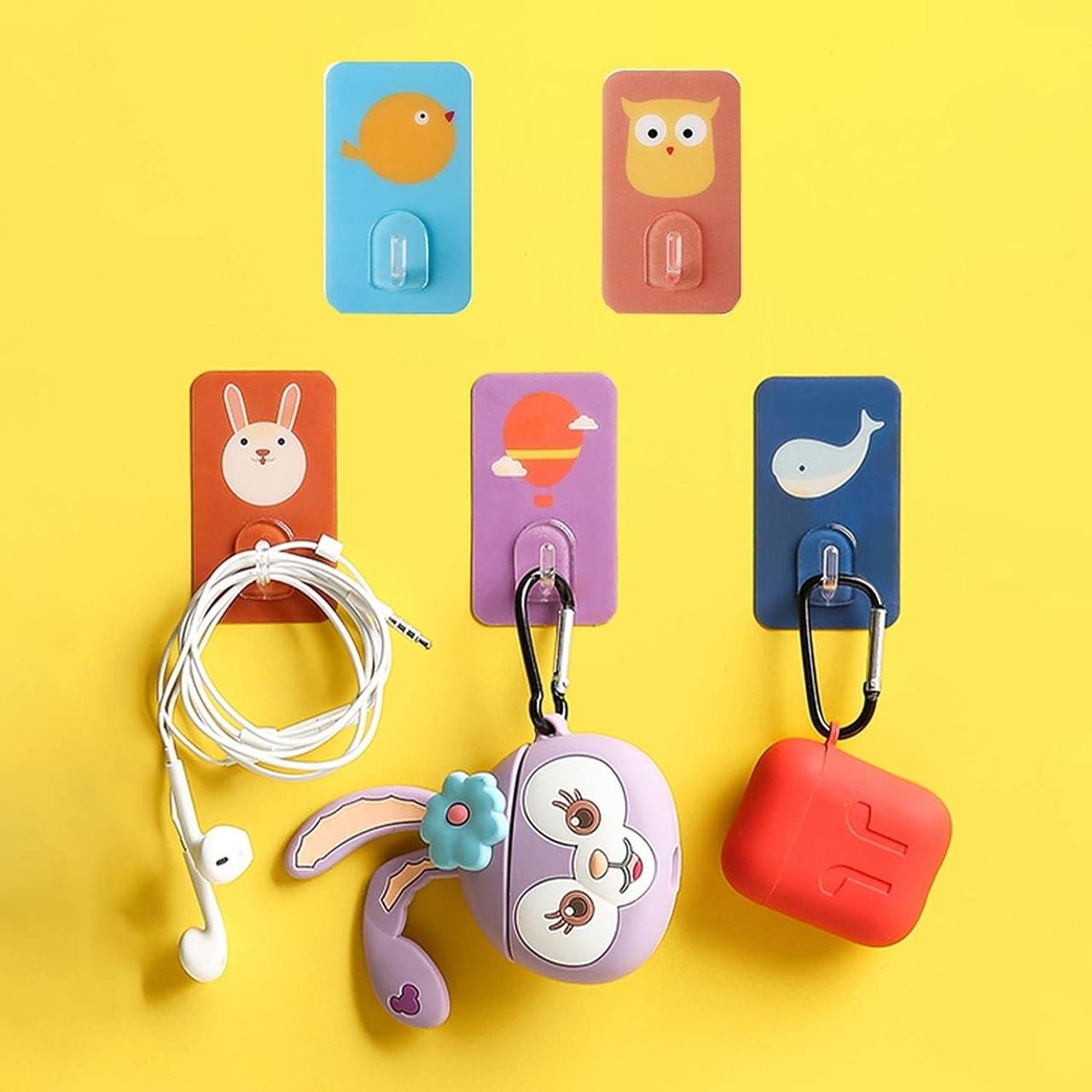 Wolpin Self Adhesive Cartoon Wall Hooks (pack Of 5