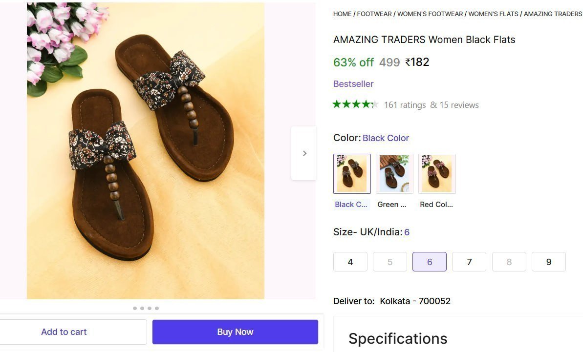 Women Black Flats 182