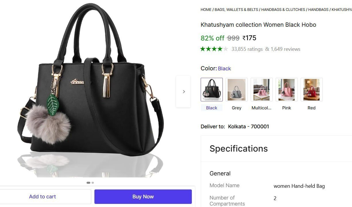 Women Black Hand Bag 175