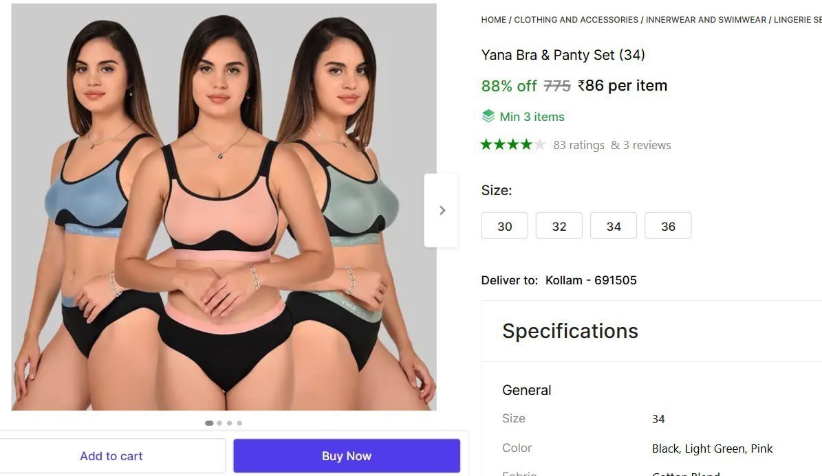 Women Bra Panty Set 86min 3 Buy