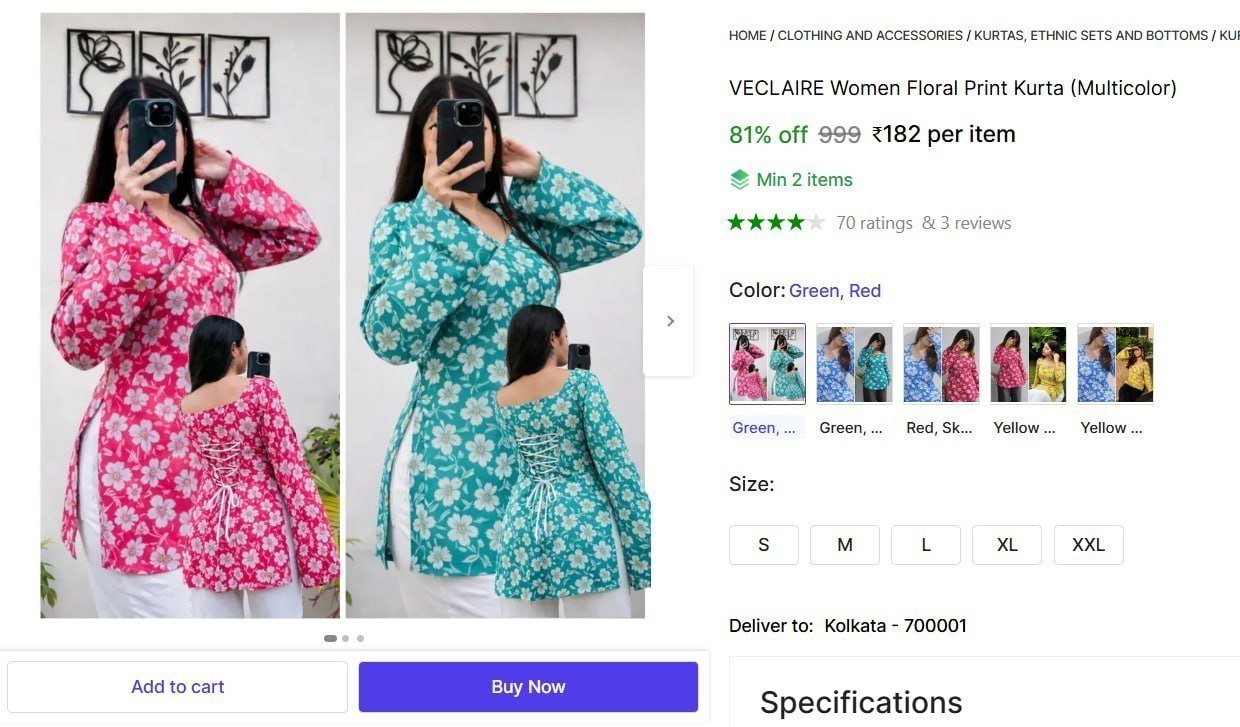 Women Floral Print Kurta (multicolor) 182 Min