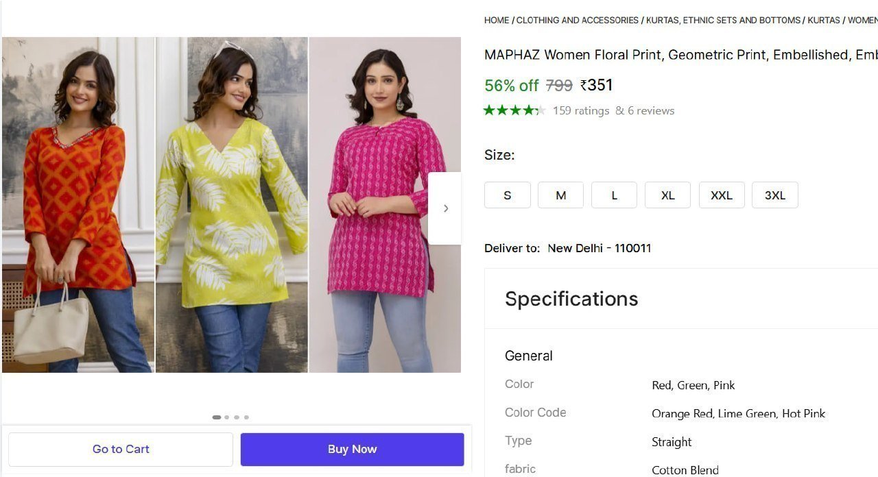 Women Floral Print Kurta Pack Of 3 351