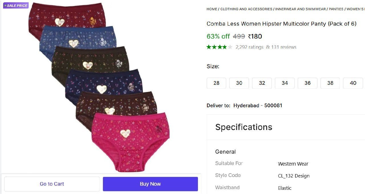 Women Hipster Multicolor Panty (pack Of 6) 18