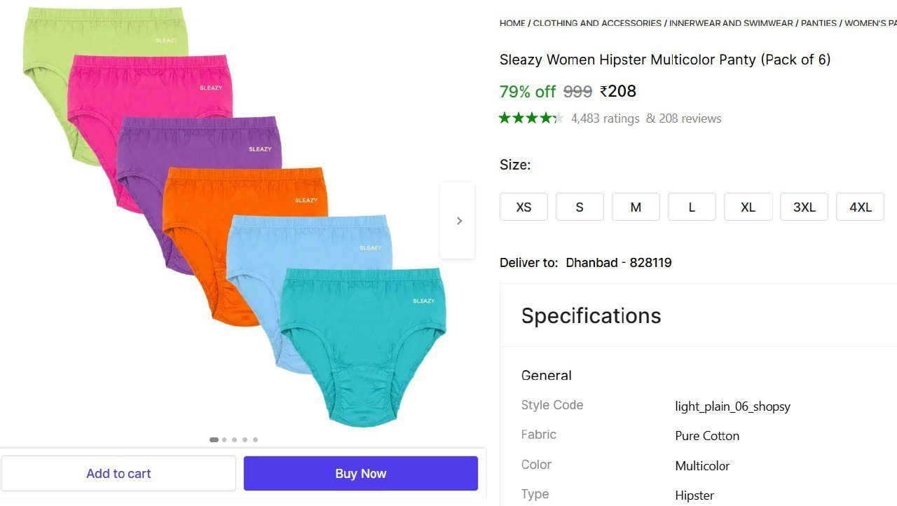 Women Hipster Multicolor Panty (pack Of 6) 20