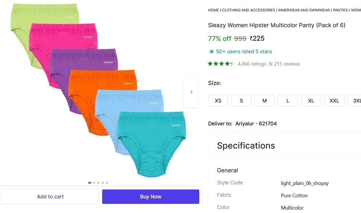 Women Hipster Multicolor Panty (pack Of 6) 22