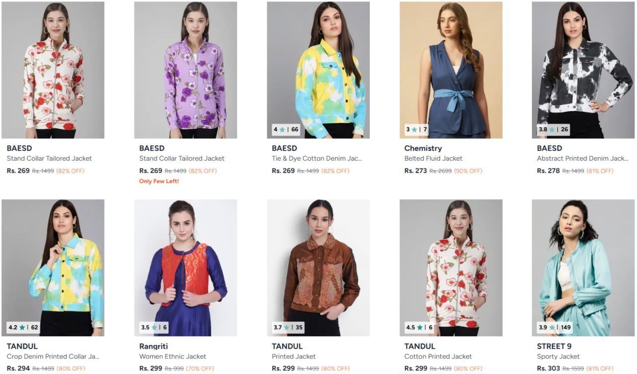 Women Jacket From Rs 269