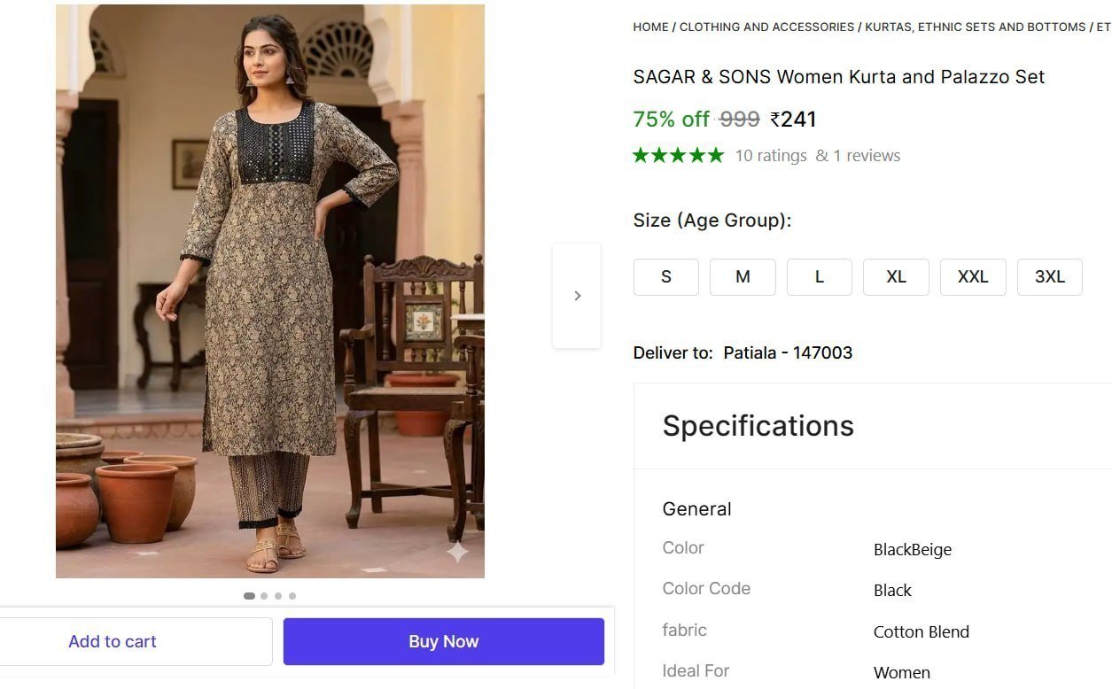 Women Kurta And Palazzo Set 241