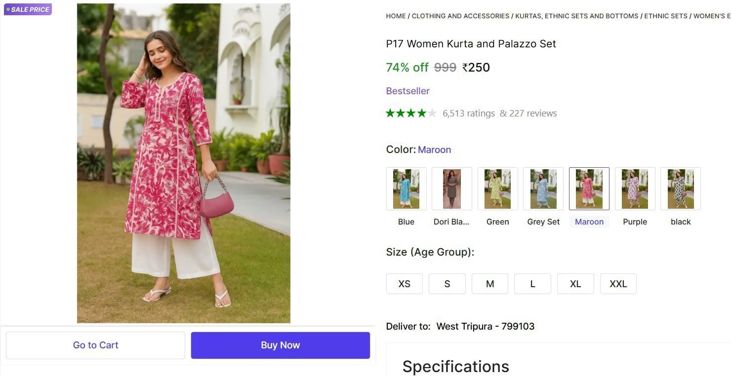 Women Kurta And Palazzo Set 250