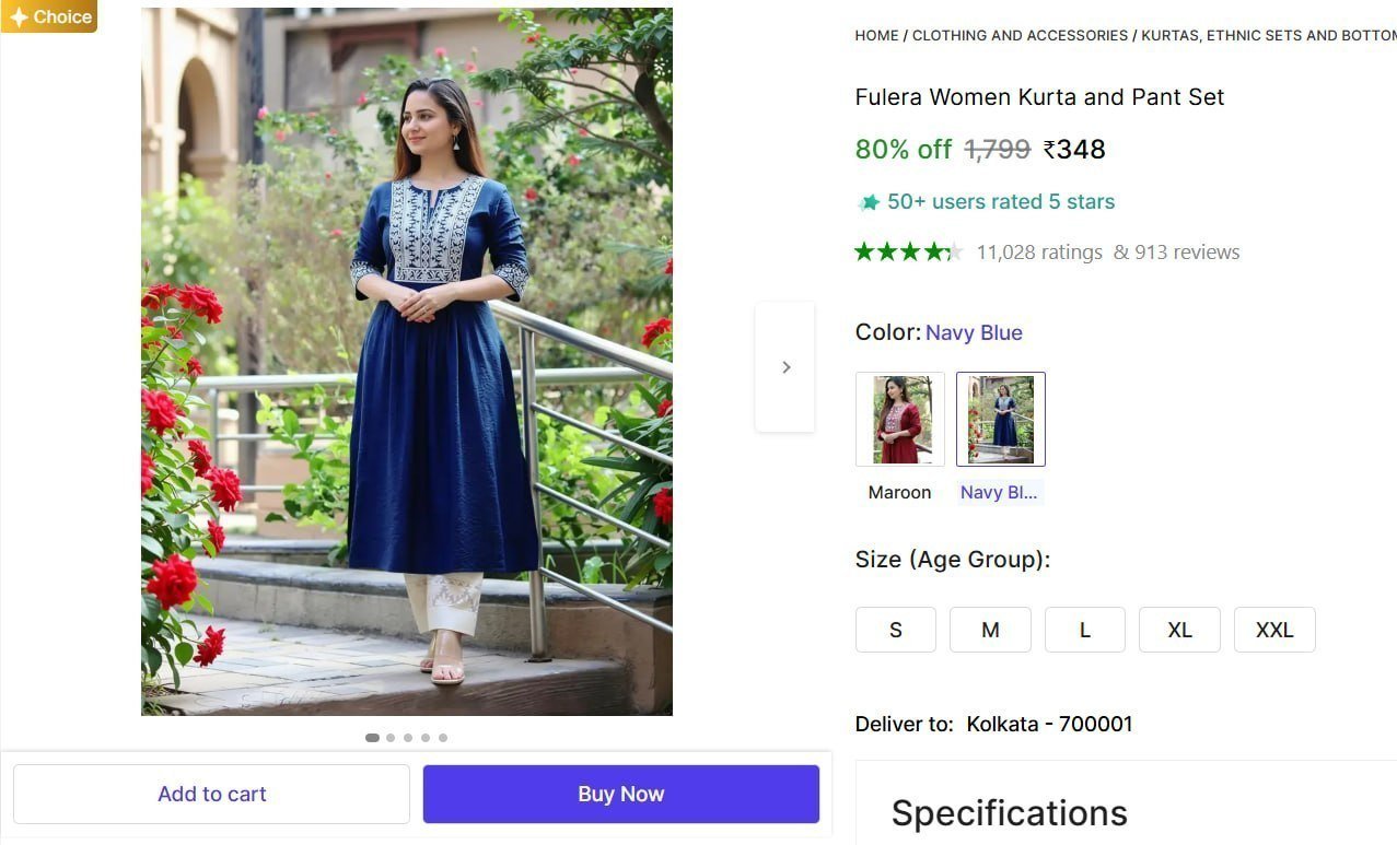 Women Kurta And Pant Set 348