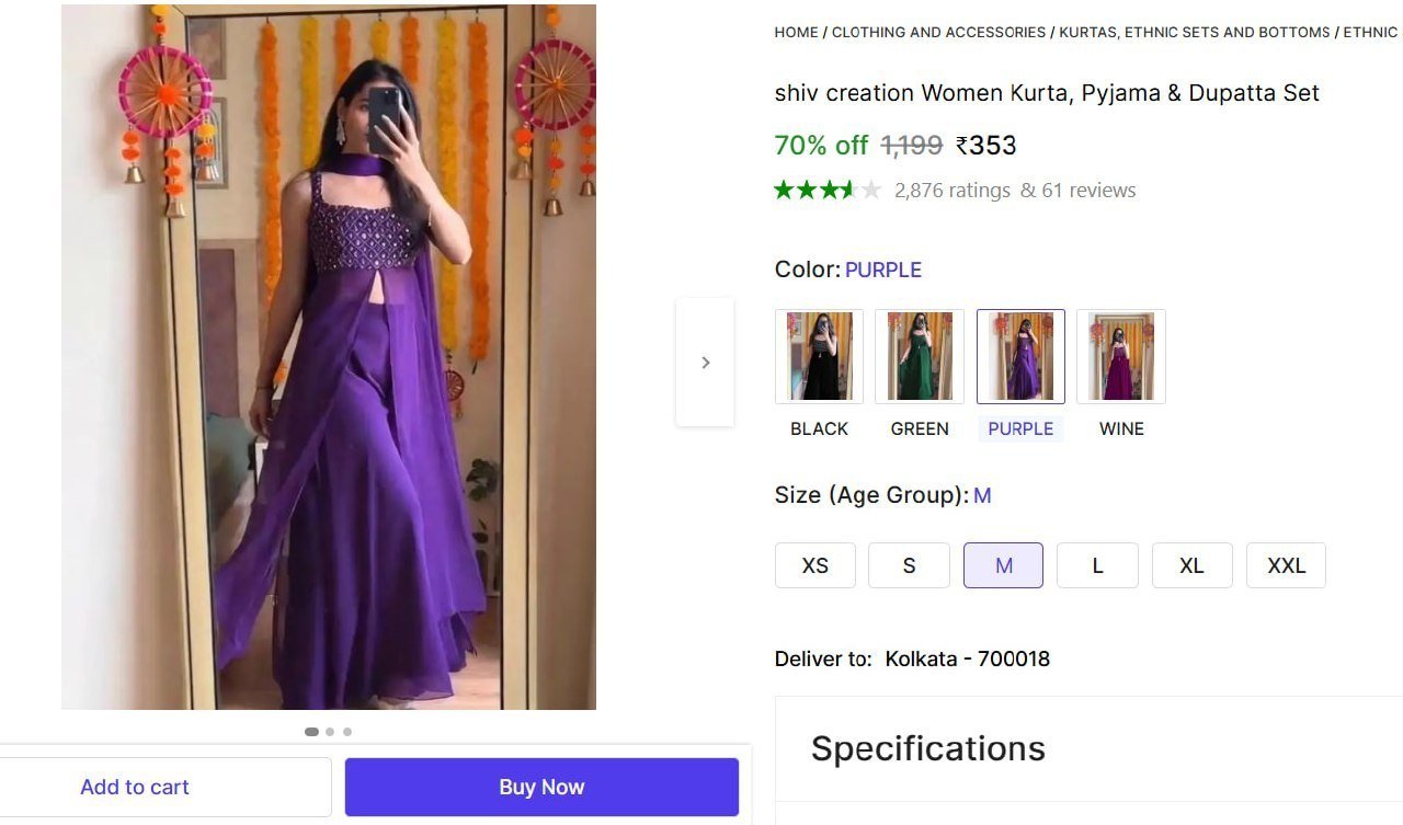 Women Kurta Pyjama Dupatta Set 353