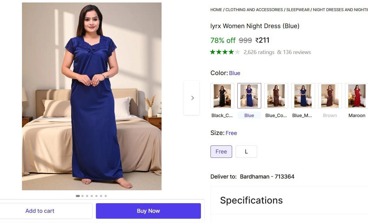Women Night Dress (blue) 211