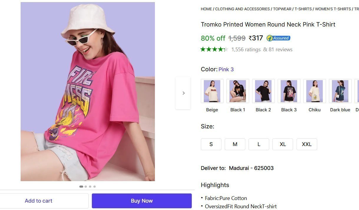 Women Oversized Round Neck T-shirt 317
