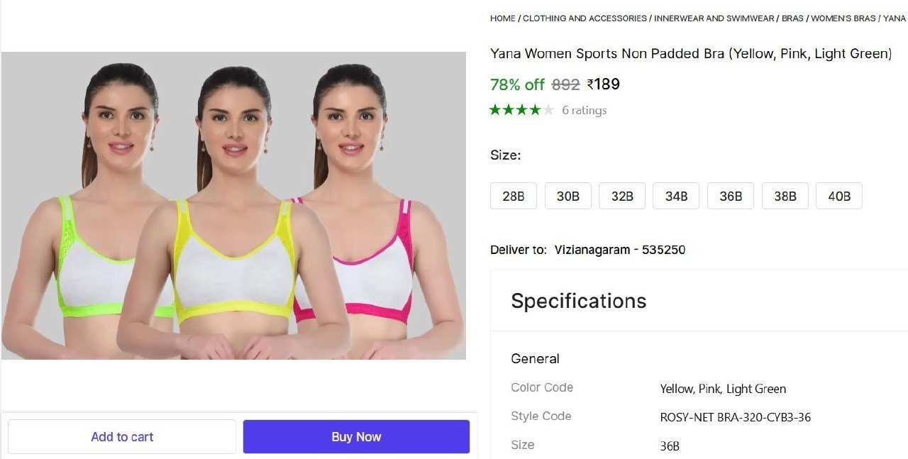 Women Pack Of 3 Sports Non Padded Bra 189