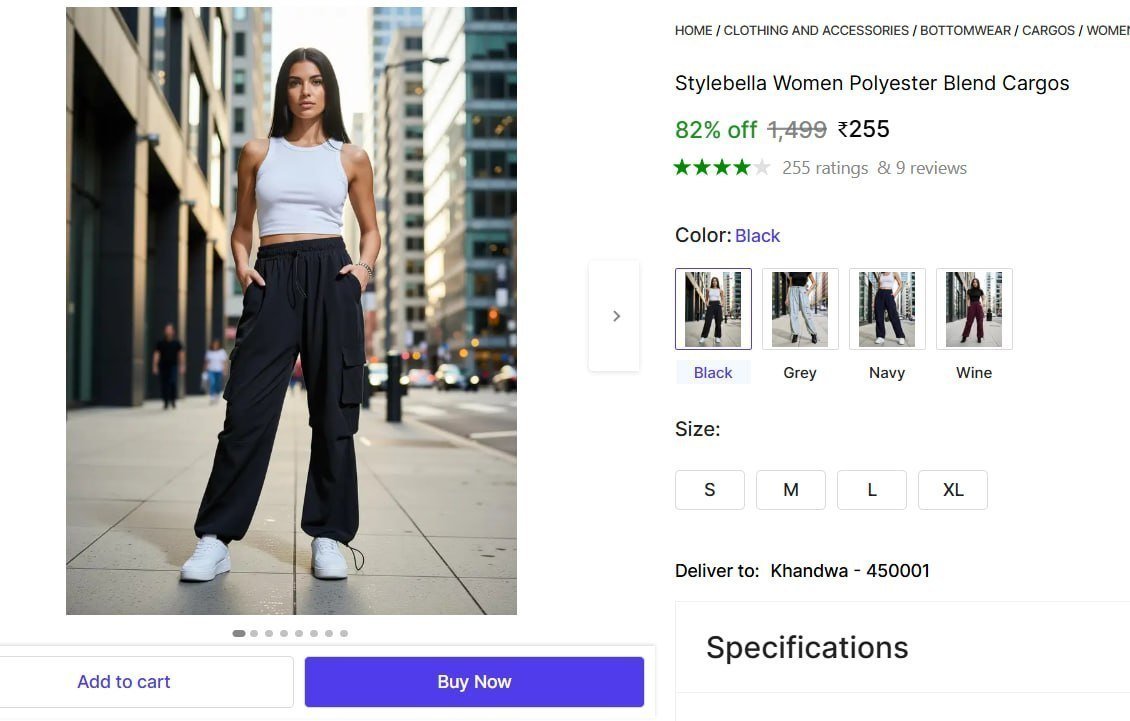 Women Polyester Blend Cargos 269