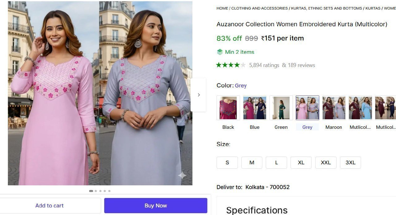 Women Printed Kurta 151 Min Buy - 2