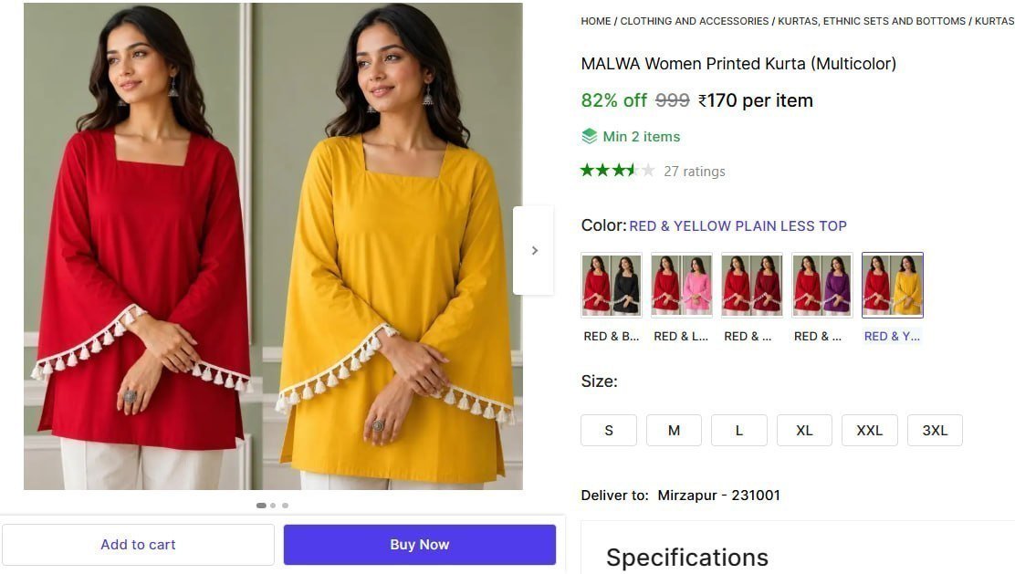 Women Printed Kurta 170 Min Buy - 2