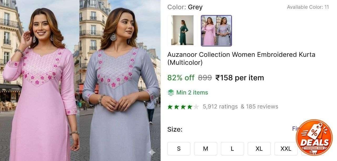 Women Printed Kurta At 158 Min Buy - 2