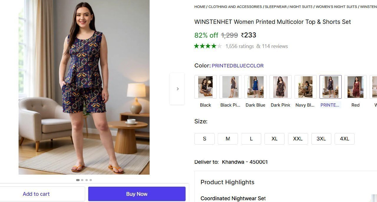 Women Printed Multicolor Top Shorts Set 233