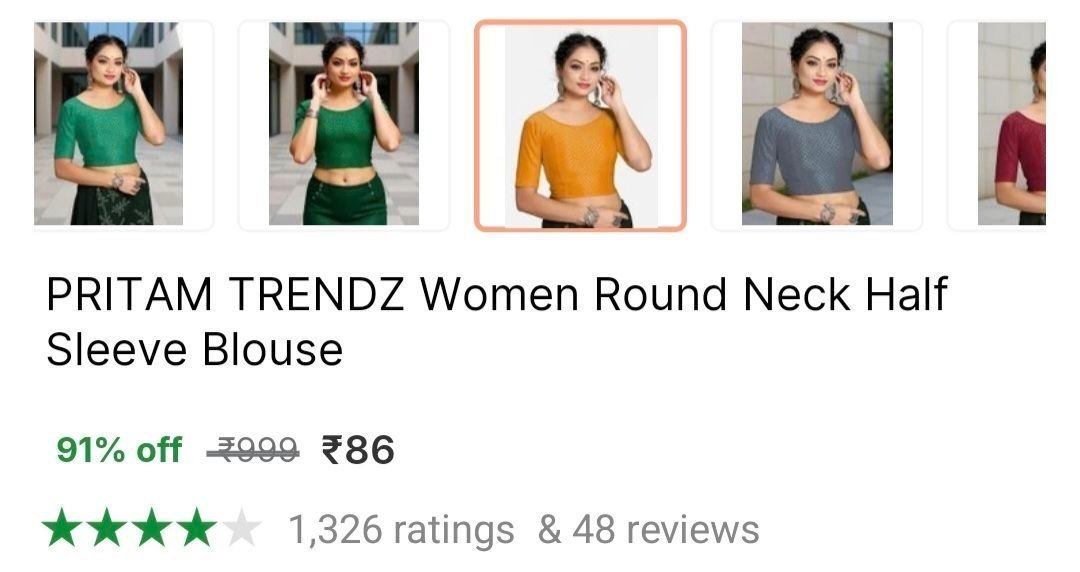 Women Round Neck Half Sleeve Blouse 86